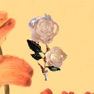 Peach Acrylic Rose Brooch